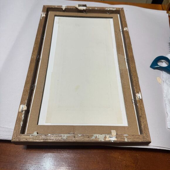 ASIAN Chinese LANDSCAPE art Watercolor paper w frame 15"x9" scroll - Picture 7 of 8